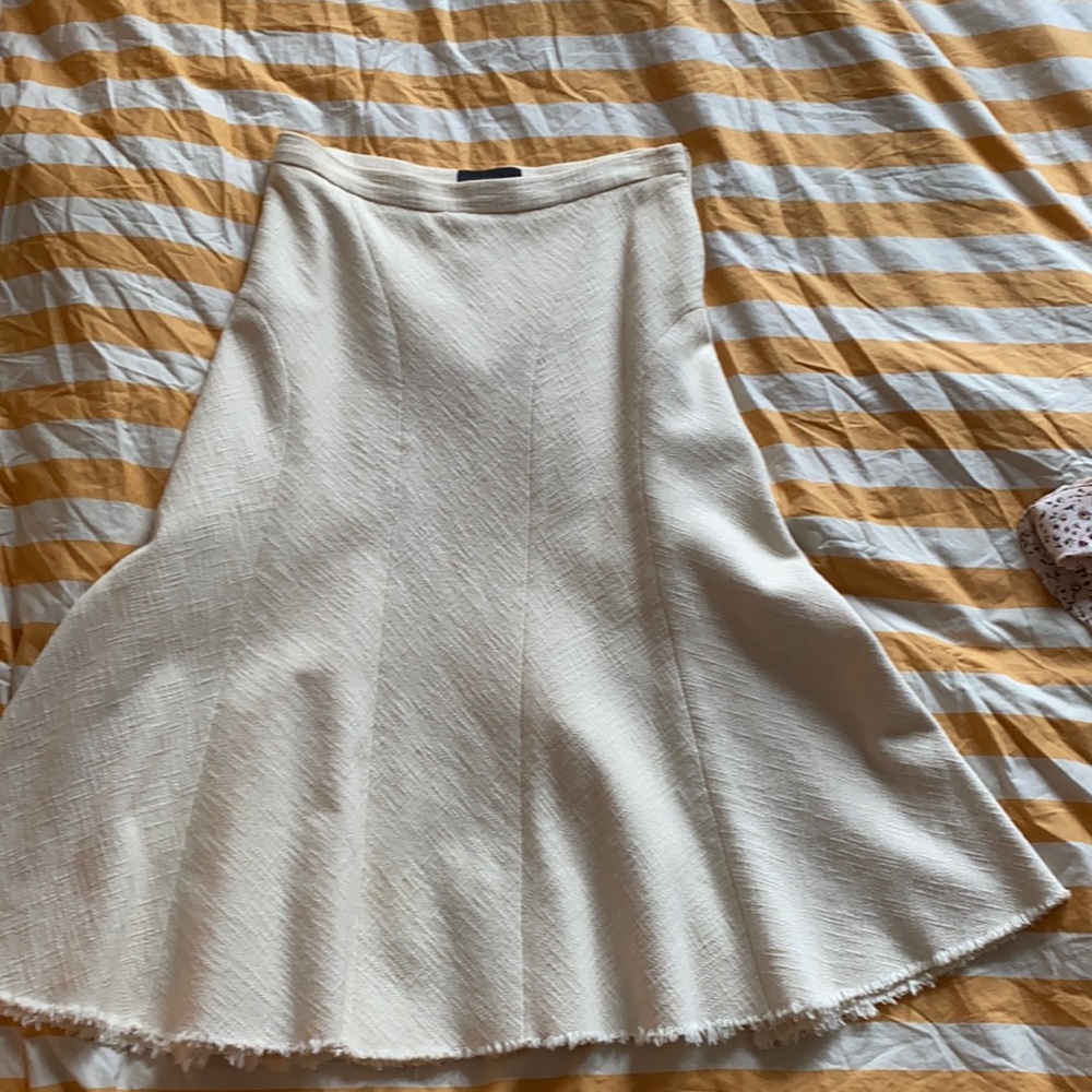 Derek Lam white knit skirt with frayed hem